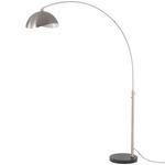 Luna Bella Arc Floor Lamp - Satin Nickel / Black Marble / Satin Nickel / White