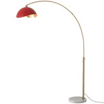 Luna Bella Arc Floor Lamp - Weathered Brass / White Marble / Matte Red / Gold