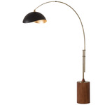 Tambo Arc Floor Lamp w/ Luna Bella Shade - Weathered Brass / Dark Walnut / Matte Black / Gold