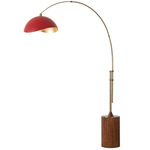 Tambo Arc Floor Lamp w/ Luna Bella Shade - Weathered Brass / Dark Walnut / Matte Red / Gold