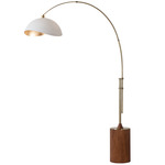 Tambo Arc Floor Lamp w/ Luna Bella Shade - Weathered Brass / Dark Walnut / Matte White / Gold