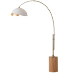 Tambo Arc Floor Lamp w/ Luna Bella Shade - Weathered Brass / Natural Ash / Matte White / Gold