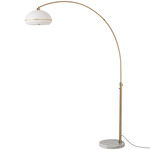 Morelli Simple Floor Lamp - Weathered Brass / White Marble / White