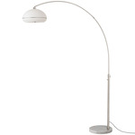 Morelli Simple Floor Lamp - Satin Nickel / White Marble / White