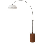 Morelli Tambo Adjustable Arc Floor Lamp - Satin Nickel / Dark Walnut / White