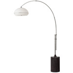 Morelli Tambo Adjustable Arc Floor Lamp - Satin Nickel / Black Oak / White