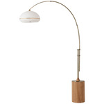 Morelli Tambo Adjustable Arc Floor Lamp - Weathered Brass / Natural Ash / White