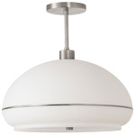 Morelli Semi Flush Ceiling Light - Satin Nickel / White