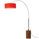Tambo Arc Floor Lamp - Satin Nickel / Dark Walnut / Crimson Red
