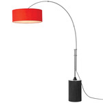 Tambo Arc Floor Lamp - Satin Nickel / Black Oak / Crimson Red
