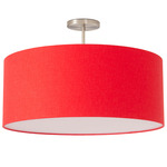 Stretch Semi Flush Ceiling Light - Satin Nickel / Crimson Red