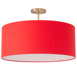 Stretch Semi Flush Ceiling Light - Weathered Brass / Crimson Red