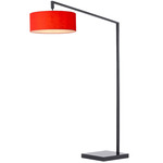 Stretch Arc Floor Lamp - Black / Crimson Red