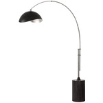 Tambo Arc Floor Lamp w/ Luna Bella Shade - Satin Nickel / Black Oak / Matte Black / Silver