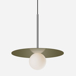 Bola Disc Pendant - Chrome / Moss / Opaline