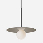 Bola Disc Pendant - Chrome / Taupe / Opaline
