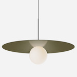 Bola Disc Pendant - Chrome / Moss / Opaline