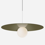 Bola Disc Pendant - Matte White / Moss / Opaline