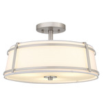 Sloane Semi Flush Ceiling Light - Brushed Nickel / White
