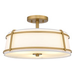 Sloane Semi Flush Ceiling Light - Brushed Gold / White