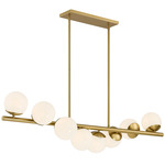 Turin Linear Chandelier - Warm Brass / White Opal
