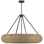 Gaia Pendant - Matte Black / Woven Seagrass