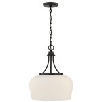 Octave Pendant w/Opal Glass - Matte Black / White Opal