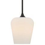Octave Mini Pendant w/Opal Glass - Matte Black / White Opal