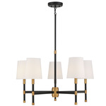 Brody Chandelier - Matte Black / Warm Brass / White