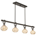 Sheriden Linear Chandelier - Mediterranean Bronze / Rippled Bronze