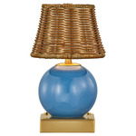 Sally Rechargeable Table Lamp - Blue / Wicker