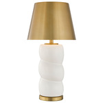 Shelly Rechargeable Table Lamp - White / Brass