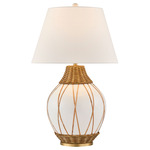Josephine Table Lamp - Rattan / White