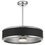 Archer LED Ceiling Fandelier - Polished Nickel / Black Leather