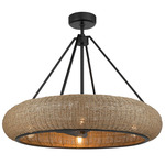 Gaia LED Ceiling Fandelier - Matte Black / Woven Seagrass