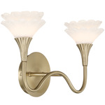 Florena Bathroom Vanity Light - Noble Brass / White Opal