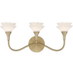 Florena Bathroom Vanity Light - Noble Brass / White Opal