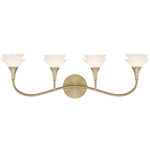 Florena Bathroom Vanity Light - Noble Brass / White Opal