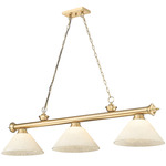 Cordon Linear Pendant with Cone Glass Shade - Heritage Brass / Golden Mottle