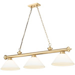 Cordon Linear Pendant with Cone Glass Shade - Heritage Brass / Matte Opal