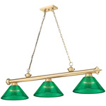 Cordon Linear Pendant with Ribbed Cone Acrylic Shade - Heritage Brass / Green