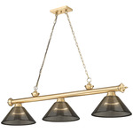 Cordon Linear Pendant with Ribbed Cone Acrylic Shade - Heritage Brass / Smoke