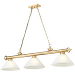 Cordon Linear Pendant with Cone Glass Shade - Heritage Brass / White Linen