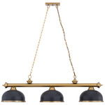 Cordon Linear Pendant with Dome Steel Shade - Heritage Brass / Bronze / Heritage Brass