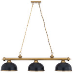 Cordon Linear Pendant with Dome Steel Shade - Heritage Brass / Matte Black / Heritage Brass