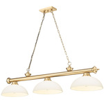 Cordon Linear Pendant with Dome Glass Shade - Heritage Brass / Matte Opal