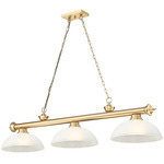 Cordon Linear Pendant with Dome Glass Shade - Heritage Brass / White Linen