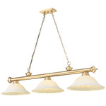 Cordon Linear Pendant with Flared Glass Shade - Heritage Brass / Golden Mottle