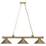 Cordon Linear Pendant with Cone Metal Shade - Heritage Brass / Heritage Brass