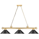 Cordon Linear Pendant with Cone Metal Shade - Heritage Brass / Matte Black